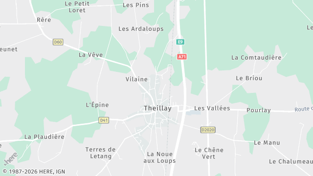 Carte de la zone d'intervention à Theillay