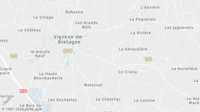Carte de la zone d'intervention à Vigneux-de-Bretagne