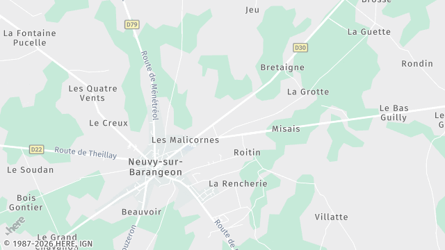 Carte de la zone d'intervention à Neuvy-sur-Barangeon