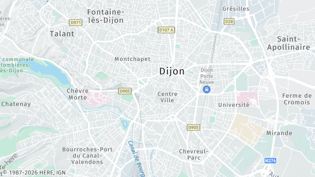 Carte de la zone d'intervention à Dijon