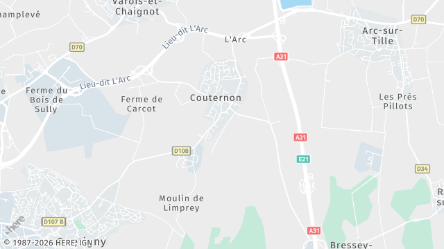 Carte de la zone d'intervention à Couternon