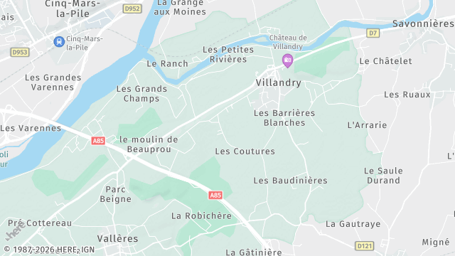 Carte de la zone d'intervention à Villandry