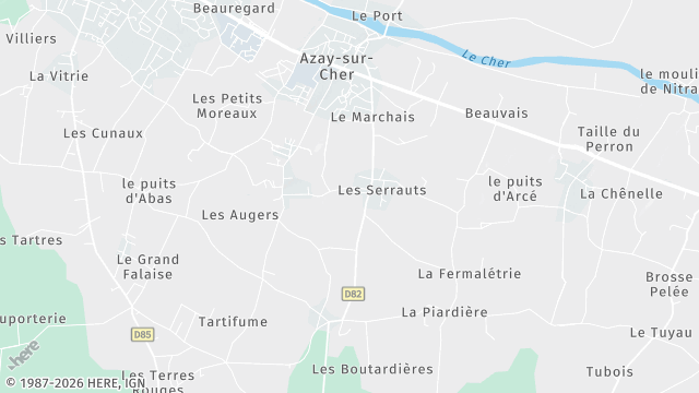 Carte de la zone d'intervention à Azay-sur-Cher