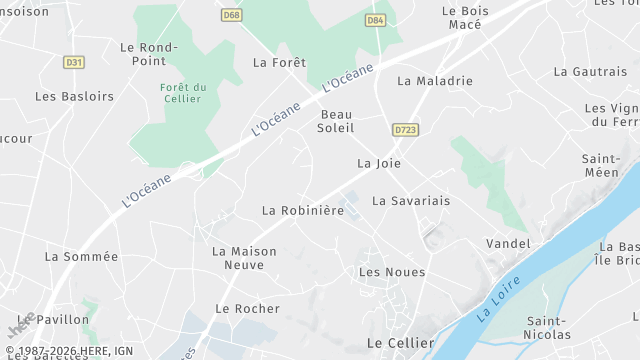 Carte de la zone d'intervention à Le Cellier