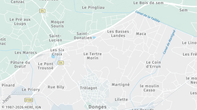 Carte de la zone d'intervention à Donges