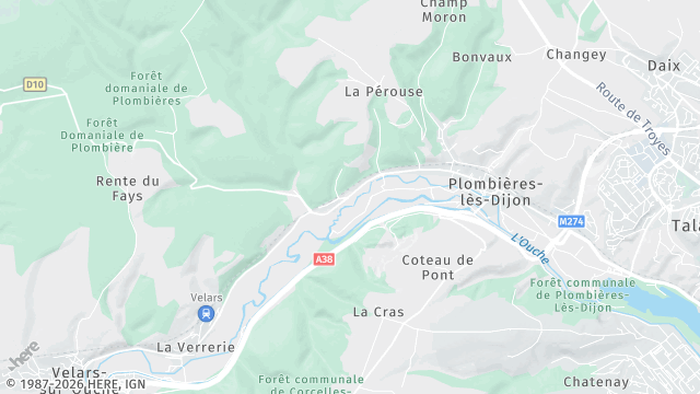 Carte de la zone d'intervention à Plombières-lès-Dijon
