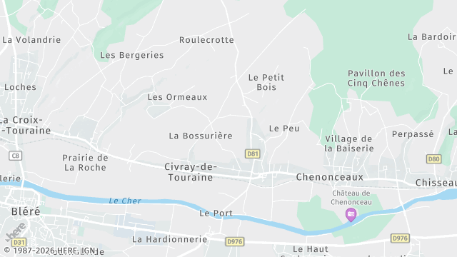 Carte de la zone d'intervention à Civray-de-Touraine