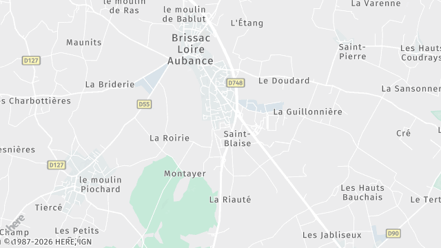 Carte de la zone d'intervention à Brissac Loire Aubance