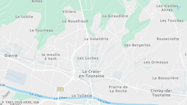 Carte de la zone d'intervention à La Croix-en-Touraine