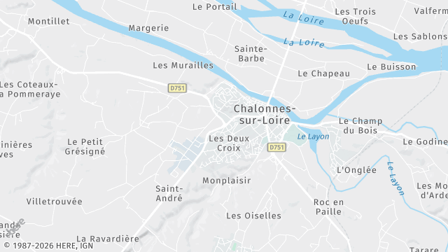 Carte de la zone d'intervention à Chalonnes-sur-Loire