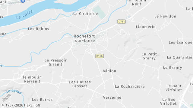 Carte de la zone d'intervention à Rochefort-sur-Loire
