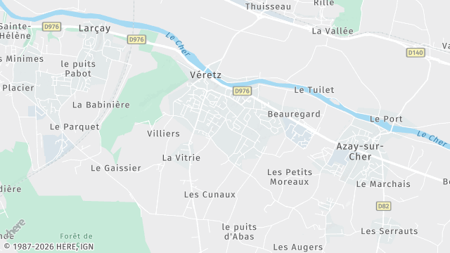 Carte de la zone d'intervention à Véretz