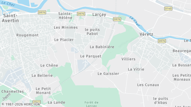 Carte de la zone d'intervention à Larçay