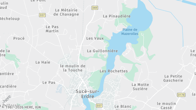 Carte de la zone d'intervention à Sucé-sur-Erdre
