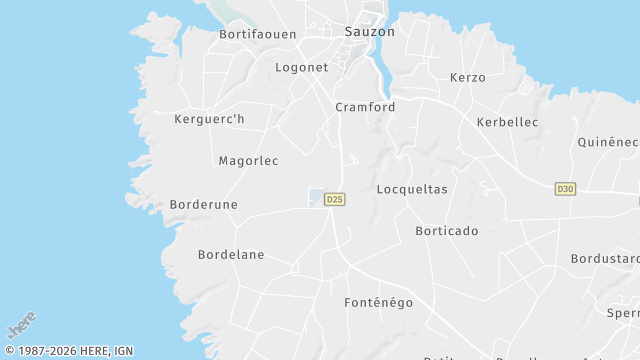 Carte de la zone d'intervention à Sauzon