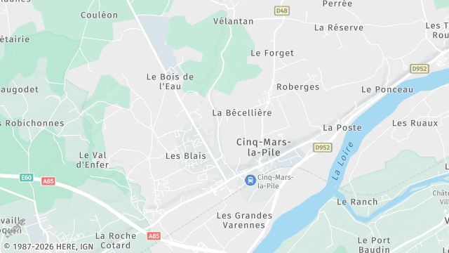 Carte de la zone d'intervention à Cinq-Mars-la-Pile