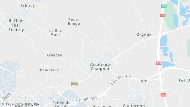 Carte de la zone d'intervention à Varois-et-Chaignot