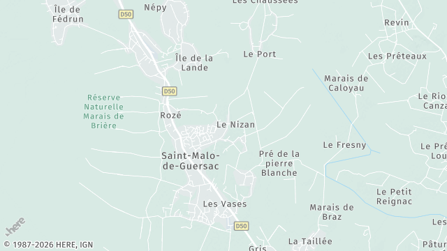 Carte de la zone d'intervention à Saint-Malo-de-Guersac