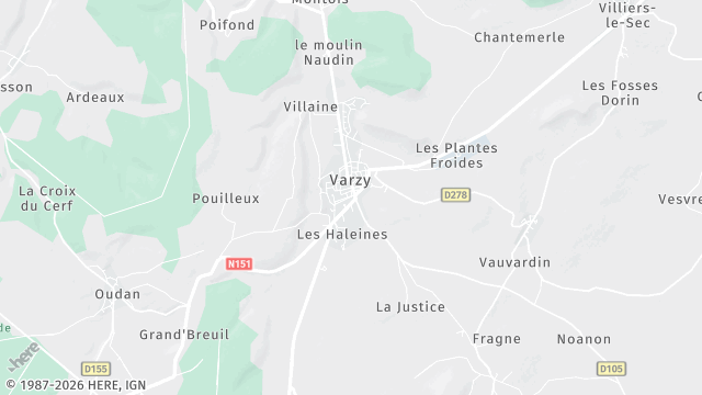 Carte de la zone d'intervention à Varzy