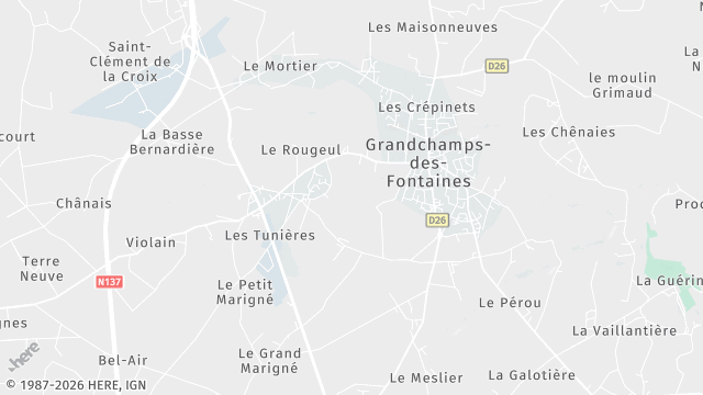 Carte de la zone d'intervention à Grandchamp-des-Fontaines