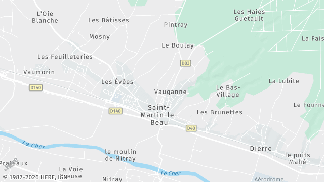 Carte de la zone d'intervention à Saint-Martin-le-Beau