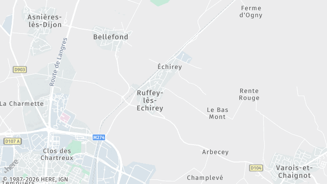 Carte de la zone d'intervention à Ruffey-lès-Echirey