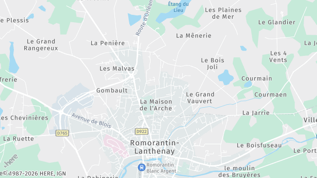 Carte de la zone d'intervention à Romorantin-Lanthenay