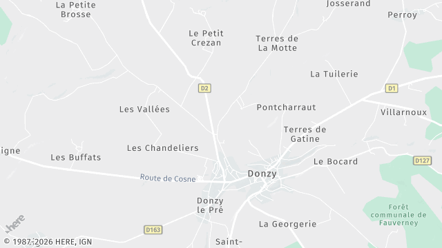 Carte de la zone d'intervention à Donzy