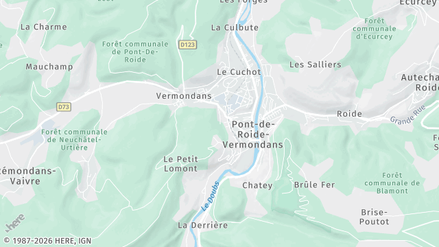 Carte de la zone d'intervention à Pont-de-Roide-Vermondans