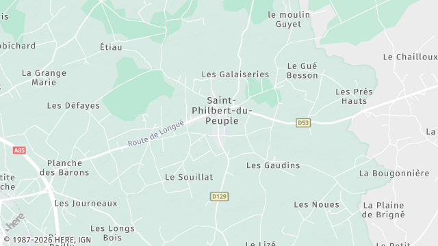 Carte de la zone d'intervention à Saint-Philbert-du-Peuple