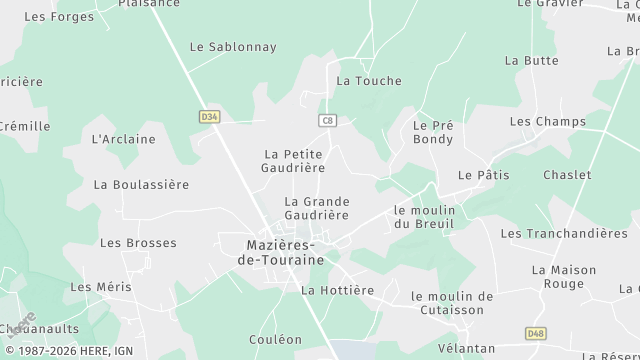 Carte de la zone d'intervention à Mazières-de-Touraine
