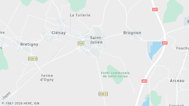 Carte de la zone d'intervention à Saint-Julien