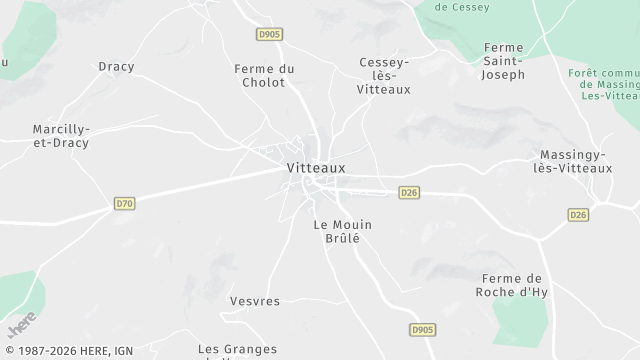 Carte de la zone d'intervention à Vitteaux