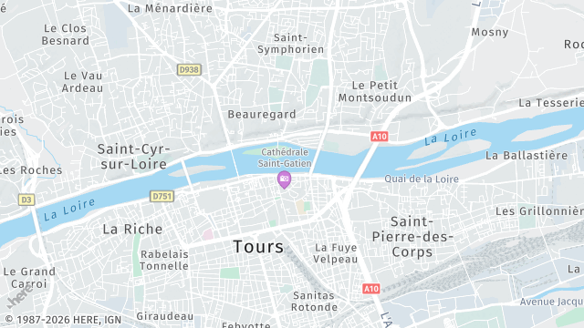 Carte de la zone d'intervention à Tours