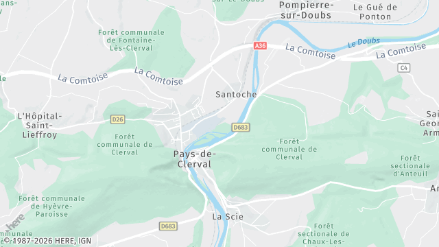 Carte de la zone d'intervention à Pays-de-Clerval