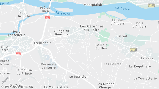 Carte de la zone d'intervention à Les Garennes sur Loire