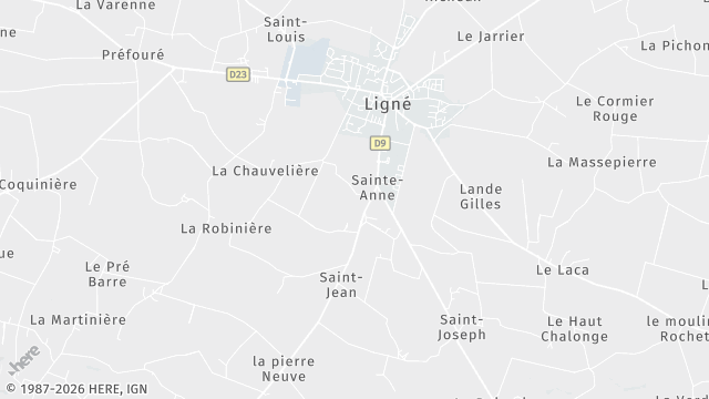 Carte de la zone d'intervention à Ligné