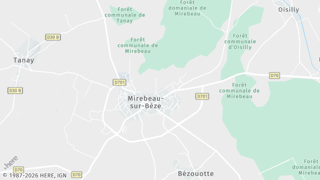 Carte de la zone d'intervention à Mirebeau-sur-Bèze