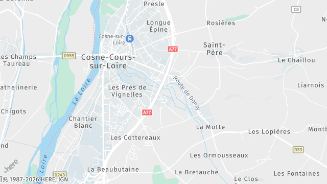 Carte de la zone d'intervention à Cosne-Cours-sur-Loire