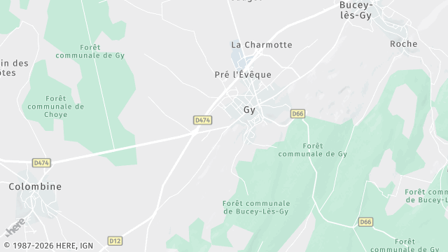 Carte de la zone d'intervention à Gy