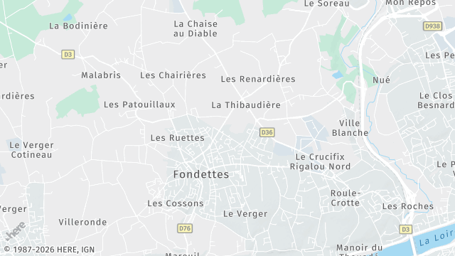 Carte de la zone d'intervention à Fondettes