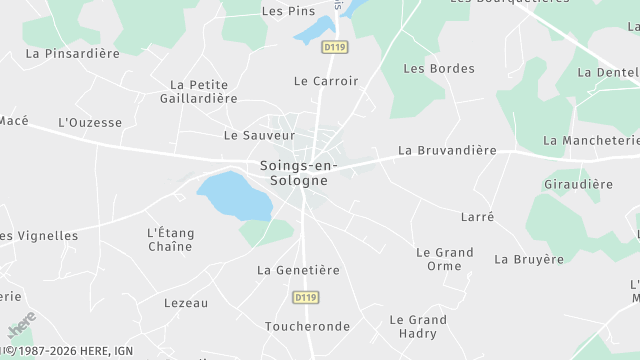 Carte de la zone d'intervention à Soings-en-Sologne