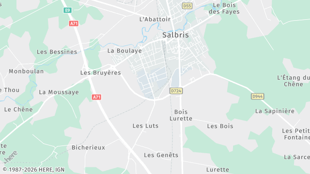 Carte de la zone d'intervention à Salbris