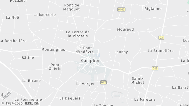 Carte de la zone d'intervention à Campbon