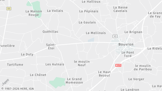 Carte de la zone d'intervention à Bouvron