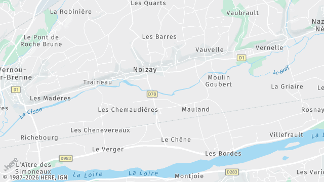 Carte de la zone d'intervention à Noizay