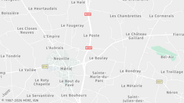 Carte de la zone d'intervention à Héric