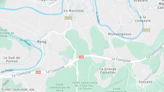 Carte de la zone d'intervention à L'Isle-sur-le-Doubs