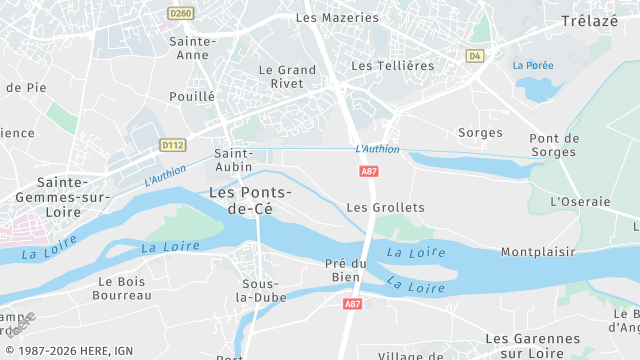Carte de la zone d'intervention à Les Ponts-de-Cé