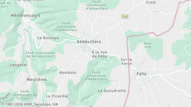 Carte de la zone d'intervention à Abbévillers